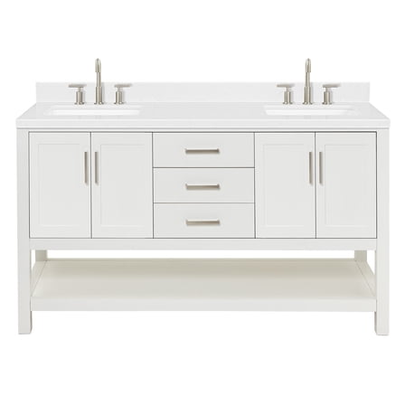 Ariel S060dcqrvo Magnolia 60" Free Standing Double Basin Vanity Set - White