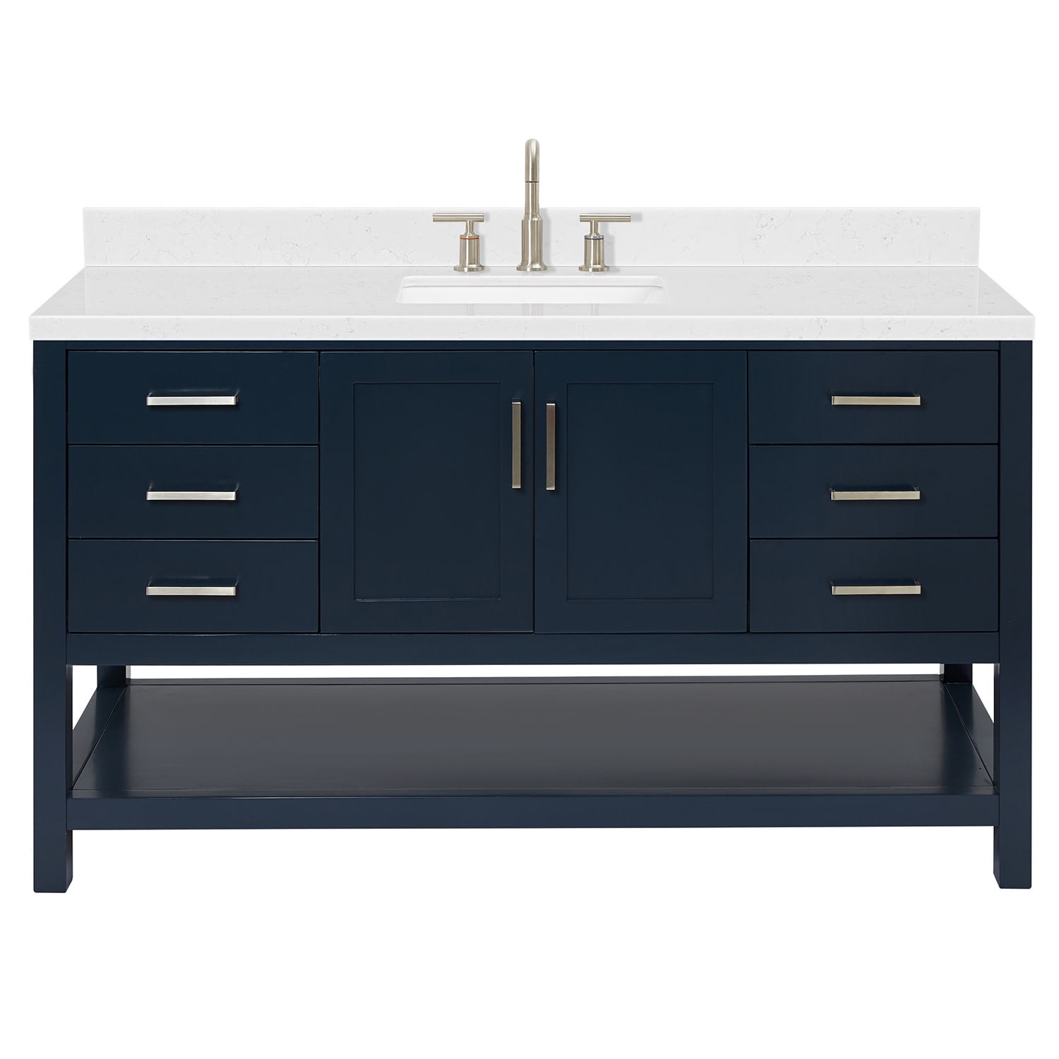 Midnight Blue 60" Single Sink Vanity with Quartz Top