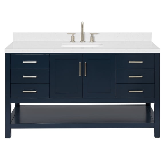 Ariel S060SCQRVOMNB Magnolia 60" Free Standing Single Basin Vanity Set - Blue