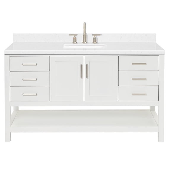 Ariel S060SCQRVOWHT Magnolia 60" Free Standing Single Basin Vanity Set - White