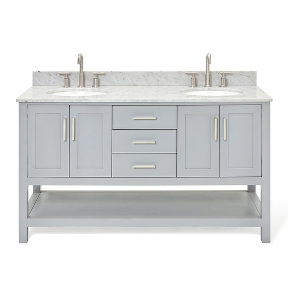Ariel S061DCW2OVOGRY Magnolia 60" Free Standing Double Basin Vanity Set - Grey