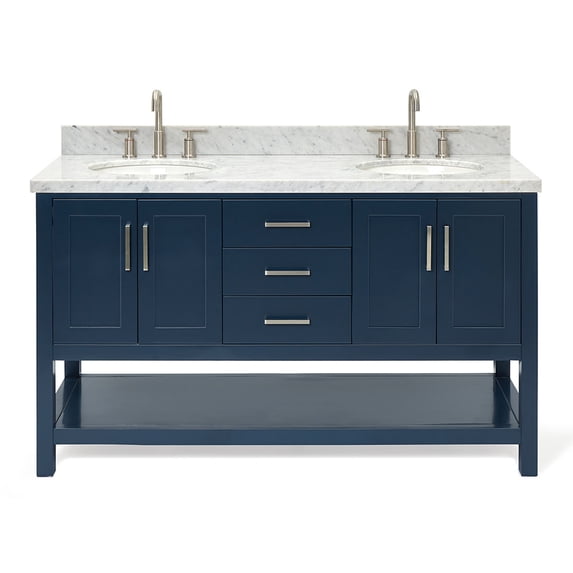 Ariel S061DCWOVOMNB Magnolia 60" Free Standing Single Basin Vanity Set - Midnight Blue /