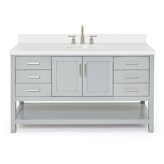 Ariel S061swqovo Magnolia 60" Free Standing Single Basin Vanity Set - Grey / Pure White