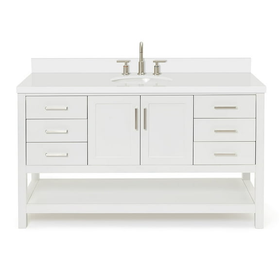 Ariel S061swqovo Magnolia 60" Free Standing Single Basin Vanity Set - White / Pure White