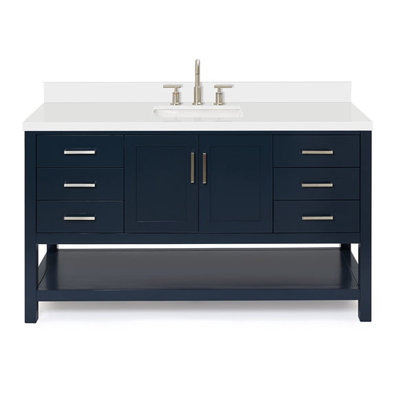 Ariel S061SWQRVOMNB Magnolia 60" Free Standing Single Basin Vanity Set - Midnight Blue /
