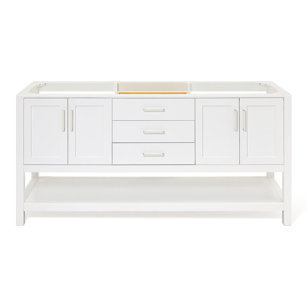 Magnolia 72" White Solid Wood Double Freestanding Vanity Cabinet