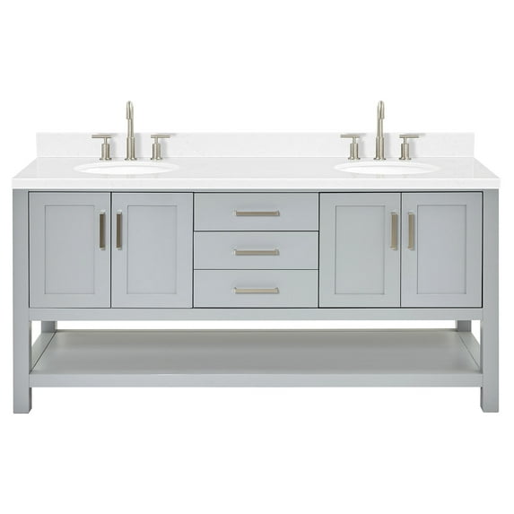 Ariel S072dcqovo Magnolia 72" Free Standing Double Basin Vanity Set - Grey