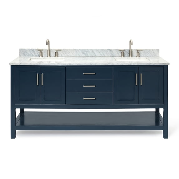 Ariel S073DCW2RVOMNB Magnolia 72" Free Standing Double Basin Vanity Set - Midnight Blue /