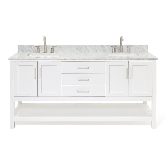 Ariel S073DCW2RVOWHT Magnolia 72" Free Standing Double Basin Vanity Set - White