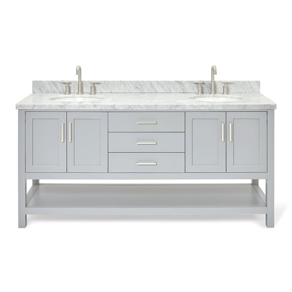 Ariel S073DCWOVOGRY Magnolia 72" Free Standing Double Basin Vanity Set - Grey