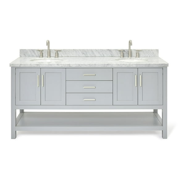 Ariel S073dcwovo Magnolia 72" Free Standing Double Basin Vanity Set - Grey