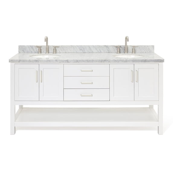 Ariel S073DCWOVOWHT Magnolia 72" Free Standing Double Basin Vanity Set - White
