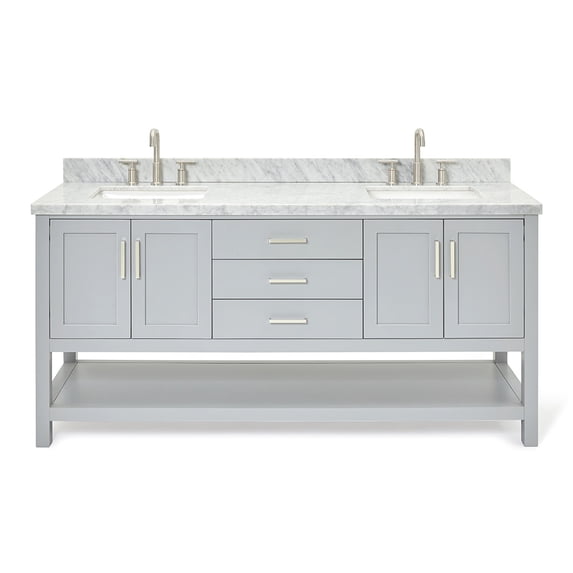 Ariel S073DCWRVOGRY Magnolia 72" Free Standing Double Basin Vanity Set - Grey