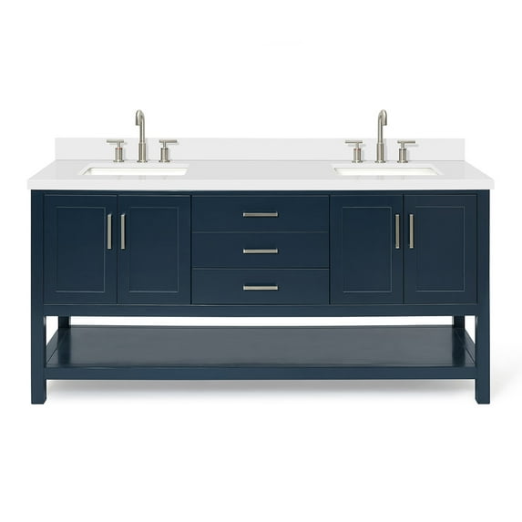 Ariel S073dwqrvo Magnolia 72" Free Standing Double Basin Vanity Set - Midnight Blue / Pure
