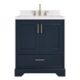 thumbnail image 1 of Ariel Stafford 30 In. Rectangule Sink Vanity With 1.5 In. Carrara White Quartz Countertop In Midnight Blue, 1 of 8
