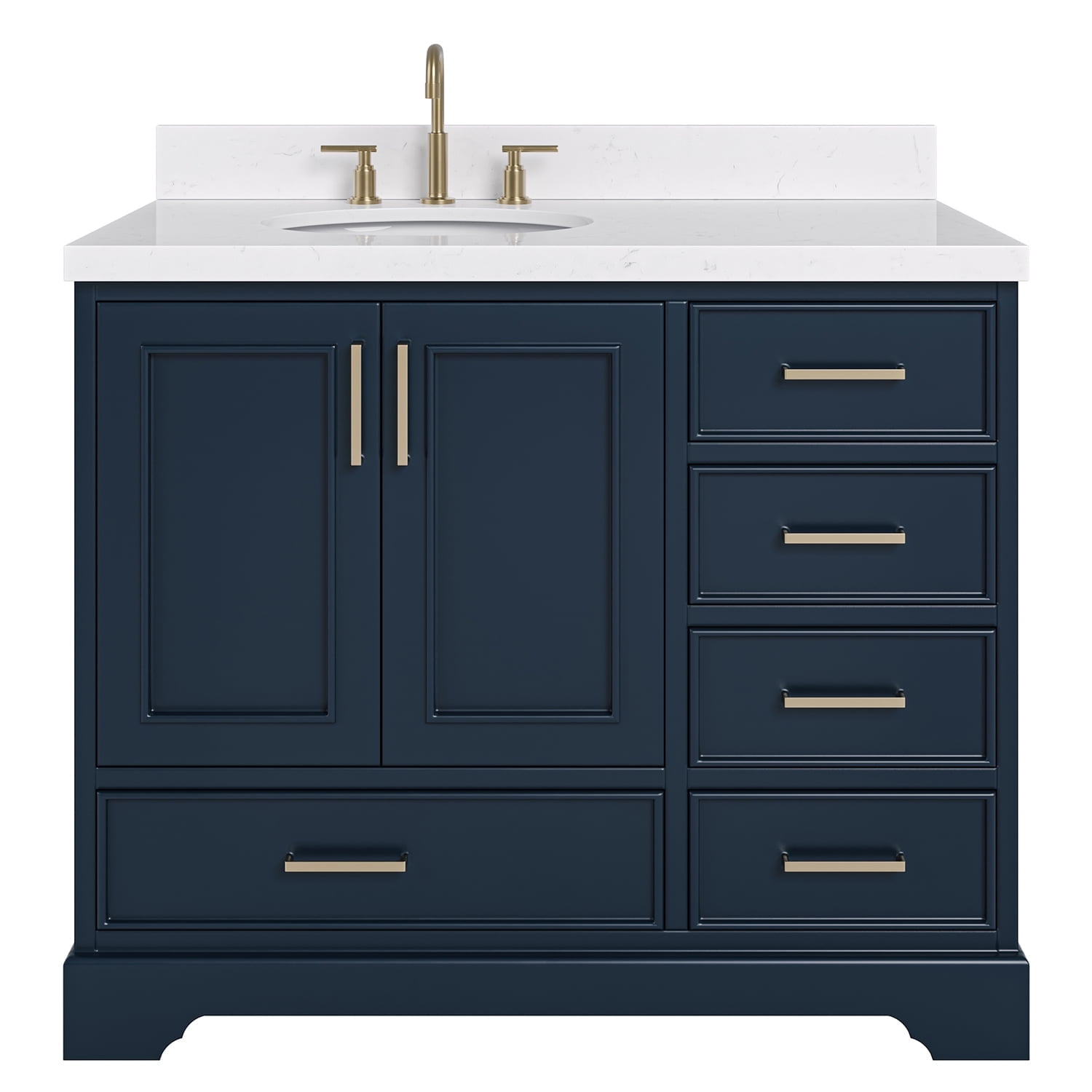 Ariel Stafford 42 Inch Single Left Offset Oval Sink Bathroom Vanity