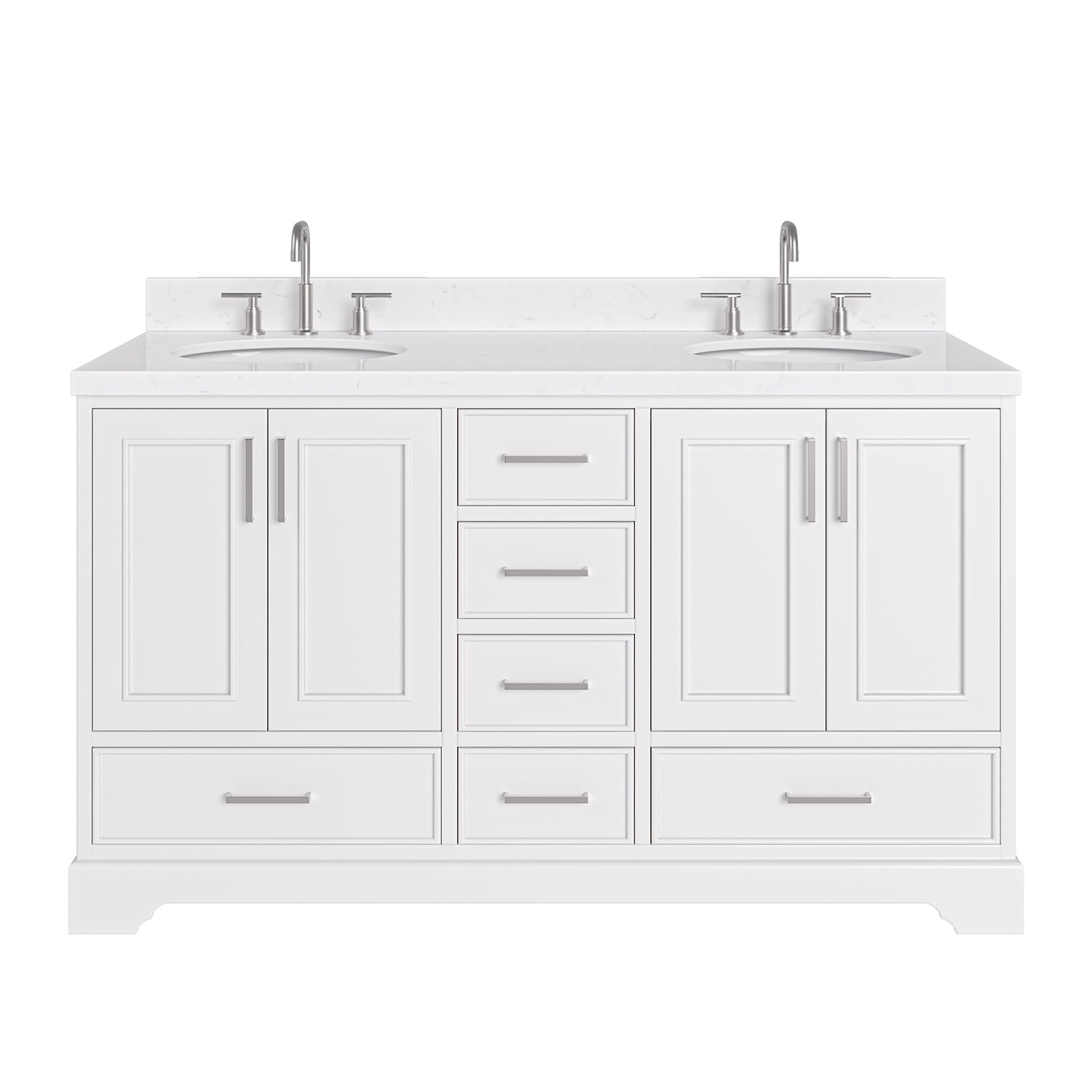 Ariel Stafford 60 Inch Double Oval Sink Bathroom Vanity With Carrara ...