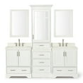 thumbnail image 1 of Ariel Stafford 85 In. Double Rectangle Sink Vanity Set With White Quartz Countertops In White, 1 of 11