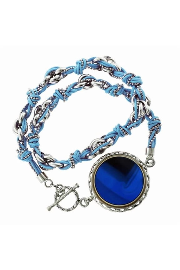 Ariel Sterling Multi-Woven Double Wrap Fitness Tracking Bracelet, Silver & Blue