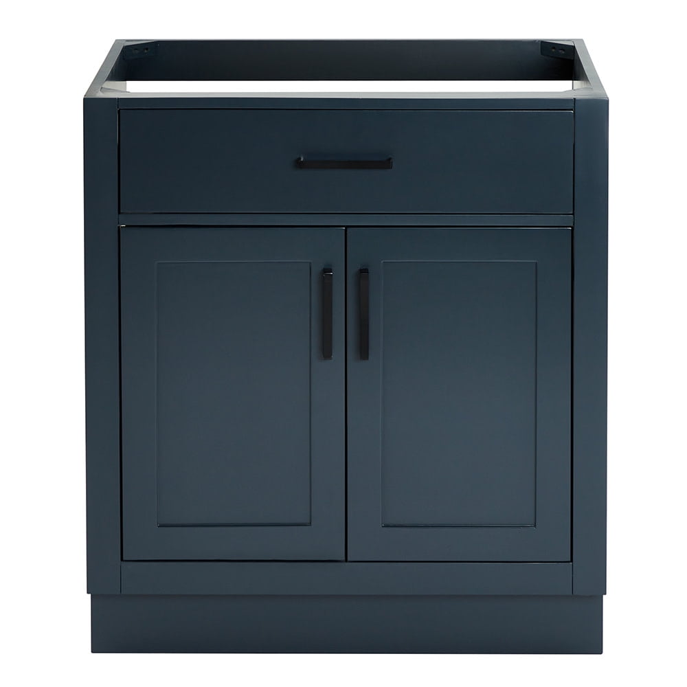 Midnight Blue Hardwood Single Freestanding Vanity Cabinet