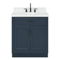 thumbnail image 1 of Ariel Hepburn 30 In. Oval Sink Bathroom Vanity With Carrara White Quartz Countertop 1.5 Edge In Midnight Blue, 1 of 9