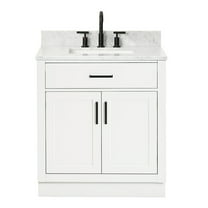 Ariel Hepburn 31 In. Rectangle Sink Vanity With 0.75 In. Carrara White Countertop In White