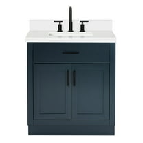 Ariel Hepburn 31 In. Rectangle Sink Vanity With White Quartz Countertop 1.5" Edge In Midnight Blue