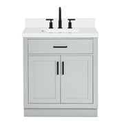 Ariel Hepburn 31 In. Rectangle Sink Vanity With White Quartz Countertop 1.5" Edge In Grey