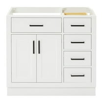Ariel Hepburn 36 In. Left Offset Single Sink Base Cabinet In White