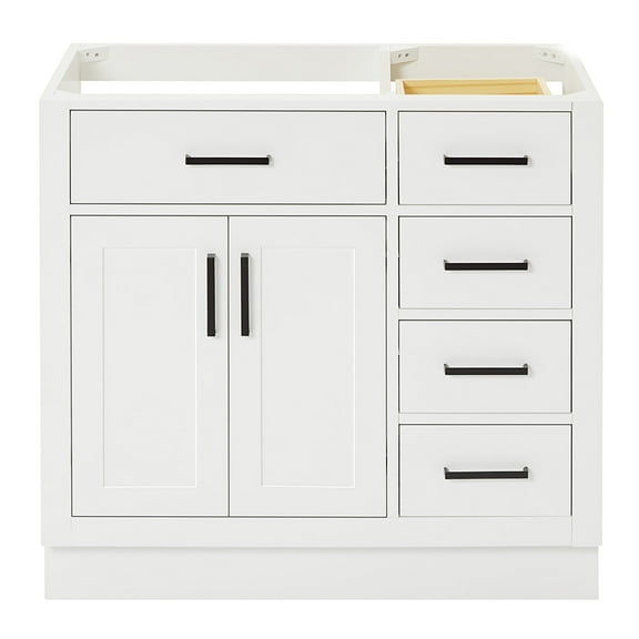 Ariel Hepburn 36 In. Left Offset Single Sink Base Cabinet In White