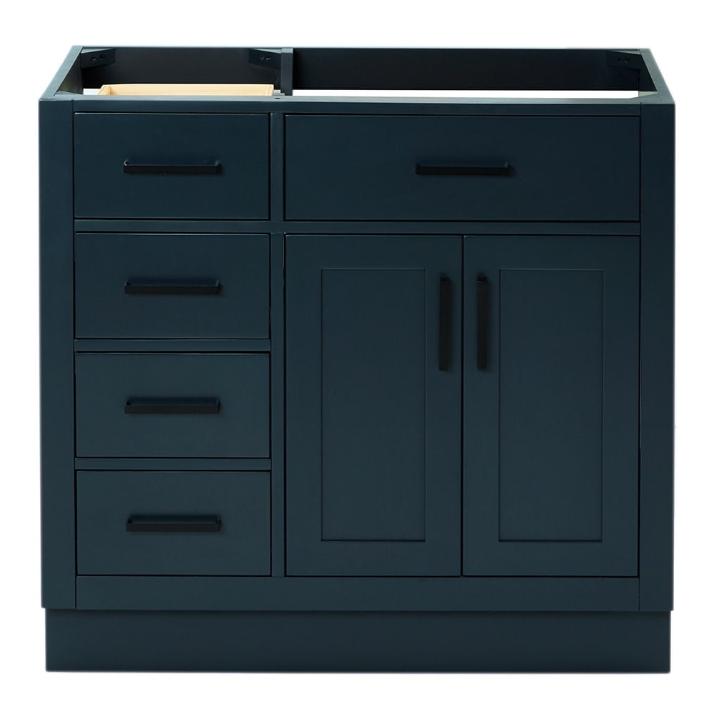 Midnight Blue Hardwood Freestanding Vanity Cabinet, 36"