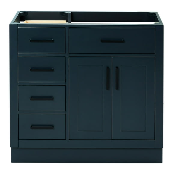 Ariel Hepburn 36 In. Right Offset Single Sink Base Cabinet In Midnight Blue