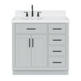 thumbnail image 1 of Ariel Hepburn 36 In. Left Offset Oval Sink Bathroom Vanity With Carrara White Quartz Countertop 1.5 Edge In Grey, 1 of 10