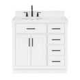 thumbnail image 1 of Ariel Hepburn 36 In. Left Offset Oval Sink Bathroom Vanity With Carrara White Quartz Countertop 1.5 Edge In White, 1 of 10