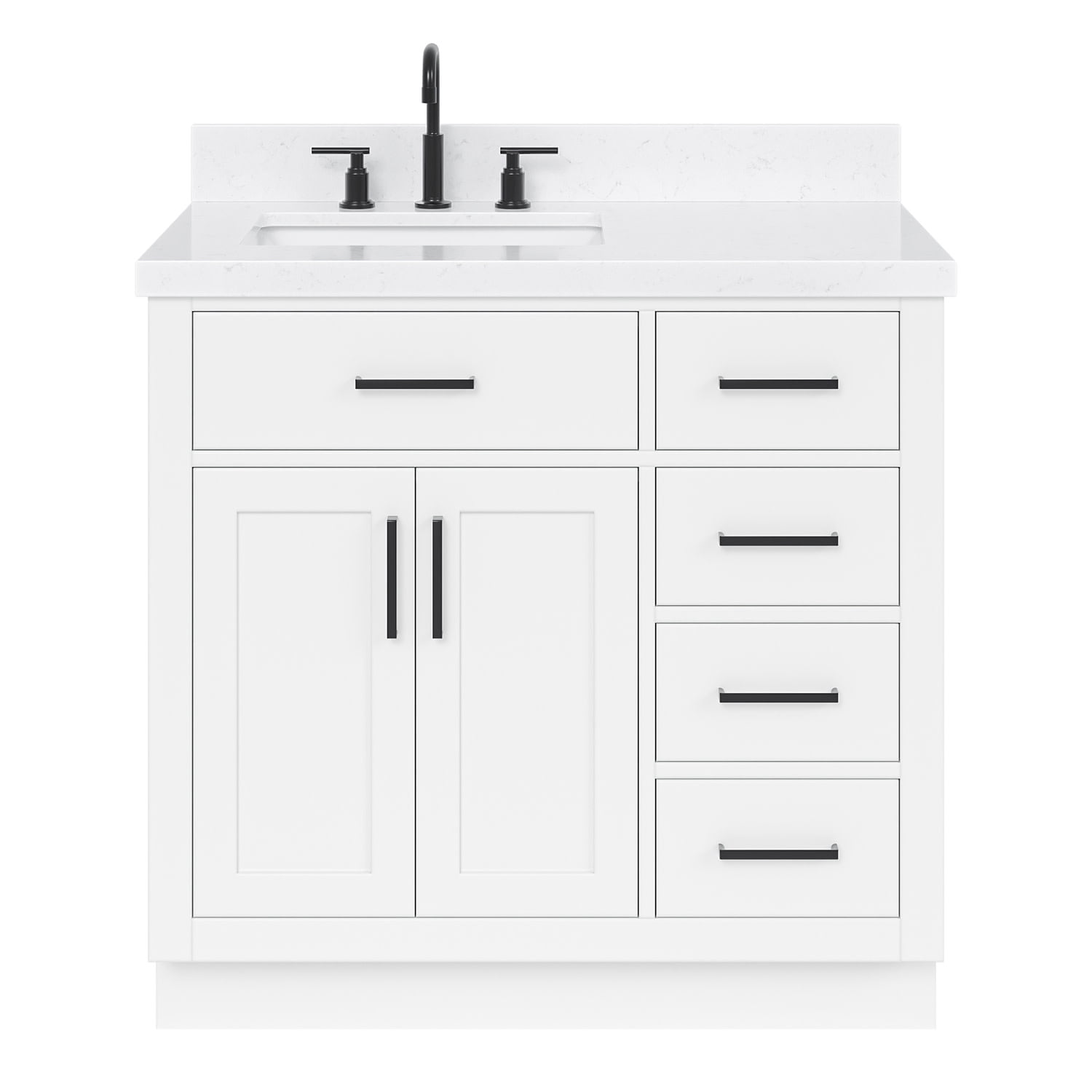 Hepburn 36" White Hardwood Freestanding Single Vanity with Quartz Top