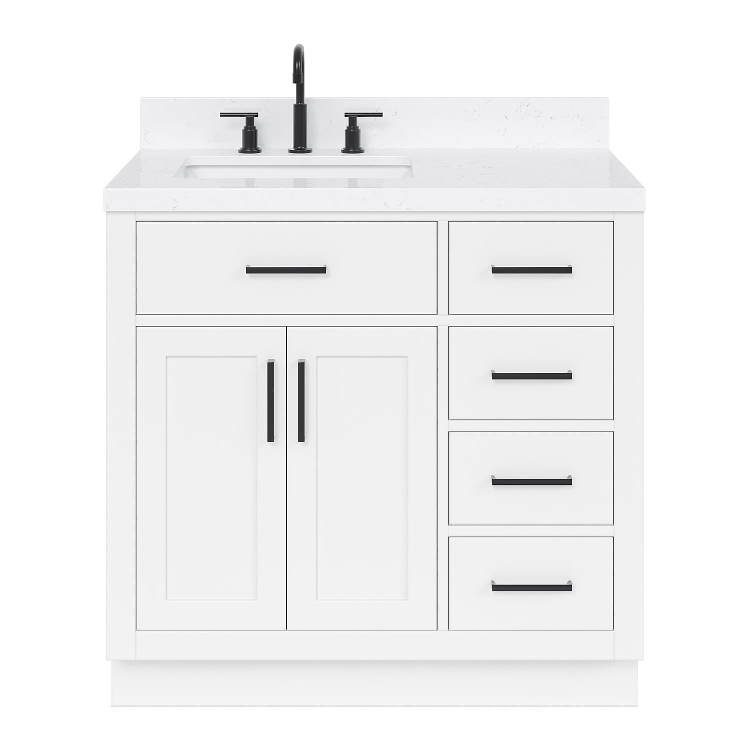 Hepburn 36" White Hardwood Freestanding Single Vanity with Quartz Top