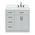 thumbnail image 1 of Ariel Hepburn 36 In. Right Offset Oval Sink Bathroom Vanity With Carrara White Quartz Countertop 1.5 Edge In Grey, 1 of 10