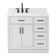 thumbnail image 1 of Ariel Hepburn 37 In. Left Offset Rectangle Sink Vanity With 0.75 In. Carrara White Countertop In Grey, 1 of 9