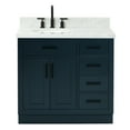 thumbnail image 1 of Ariel Hepburn 37 In. Left Offset Oval Sink Vanity With 1.5 In. Carrara White Countertop In Midnight Blue, 1 of 10