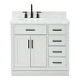 thumbnail image 1 of Ariel Hepburn 37 In. Left Offset Oval Sink Vanity With 1.5 In. Carrara White Countertop In Grey, 1 of 10