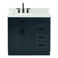 thumbnail image 1 of Ariel Hepburn 37 In. Left Offset Rectangle Sink Vanity With 1.5 In. Carrara White Countertop In Midnight Blue, 1 of 9