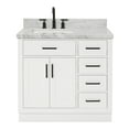 thumbnail image 1 of Ariel Hepburn 37 In. Left Offset Rectangle Sink Vanity With 1.5 In. Carrara White Countertop In White, 1 of 9