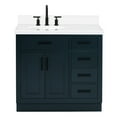 thumbnail image 1 of Ariel Hepburn 37 In. Left Offset Oval Sink Vanity With White Quartz Countertop 1.5" Edge In Midnight Blue, 1 of 10