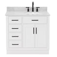 thumbnail image 1 of Ariel Hepburn 37 In. Right Offset Oval Sink Vanity With 0.75 In. Carrara White Countertop In White, 1 of 10