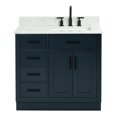 thumbnail image 1 of Ariel Hepburn 37 In. Right Offset Rectangle Sink Vanity With 0.75 In. Carrara White Countertop In Midnight Blue, 1 of 9