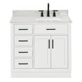 thumbnail image 1 of Ariel Hepburn 37 In. Right Offset Rectangle Sink Vanity With 0.75 In. Carrara White Countertop In White, 1 of 9