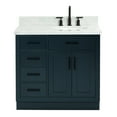 thumbnail image 1 of Ariel Hepburn 37 In. Right Offset Oval Sink Vanity With 1.5 In. Carrara White Countertop In Midnight Blue, 1 of 10