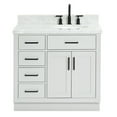 thumbnail image 1 of Ariel Hepburn 37 In. Right Offset Oval Sink Vanity With 1.5 In. Carrara White Countertop In Grey, 1 of 10