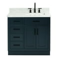 thumbnail image 1 of Ariel Hepburn 37 In. Right Offset Rectangle Sink Vanity With 1.5 In. Carrara White Countertop In Midnight Blue, 1 of 9
