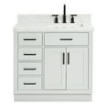 thumbnail image 1 of Ariel Hepburn 37 In. Right Offset Rectangle Sink Vanity With 1.5 In. Carrara White Countertop In Grey, 1 of 9